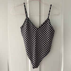 Forever 21 Black and White Checkered Bodysuit